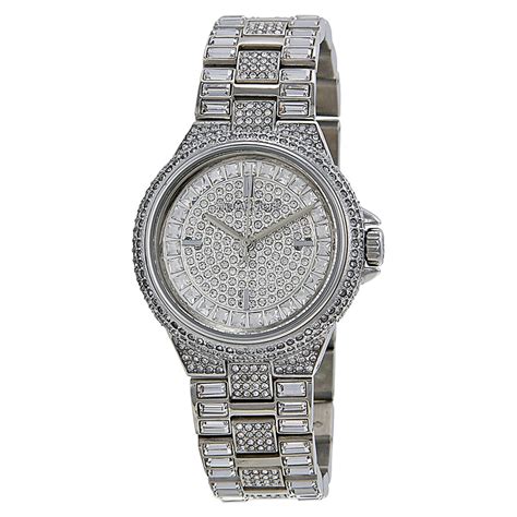 michael kors camille silver crystal pave stainless steel ladies watch|camille pave watches.